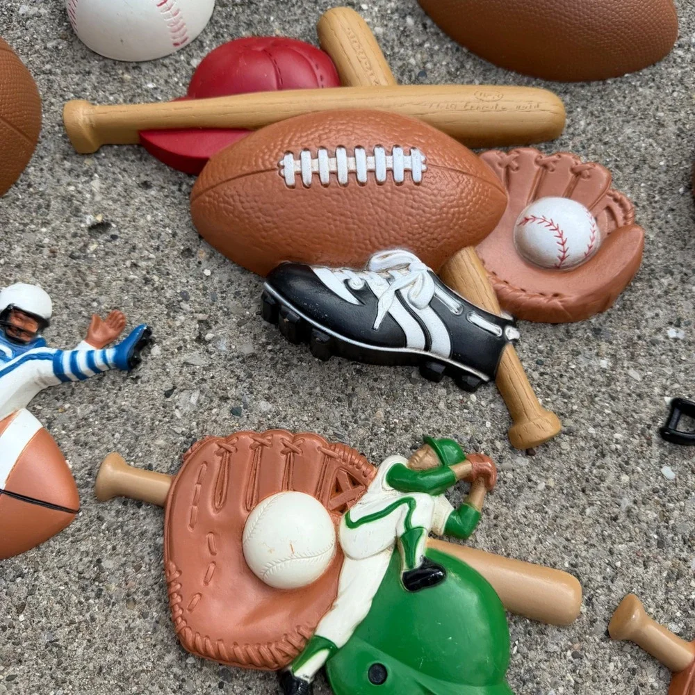 70s/80s Vintage Burwood Homco Sports Wall Decor 3D USA Made Plastic 13 Pieces